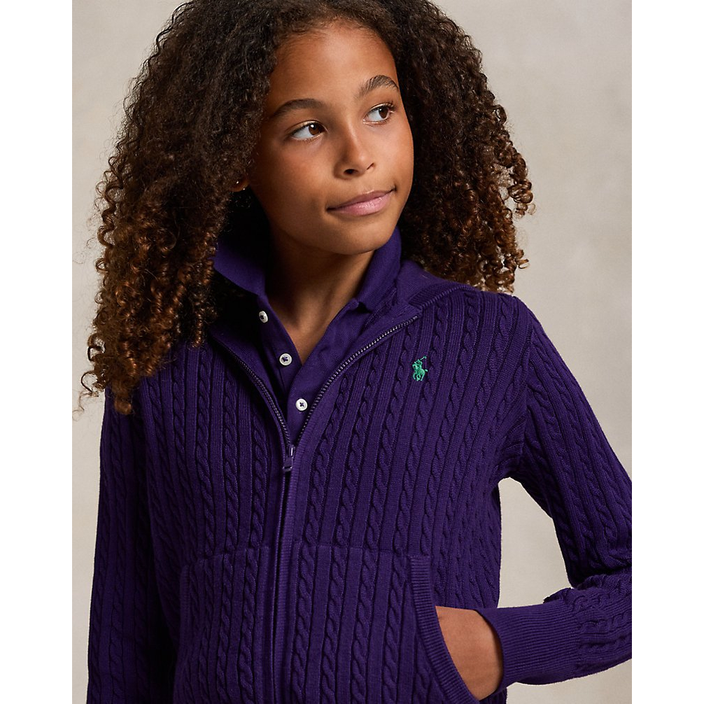 'Mini-Cable Cotton Full-Zip Hoodie' pour Filles