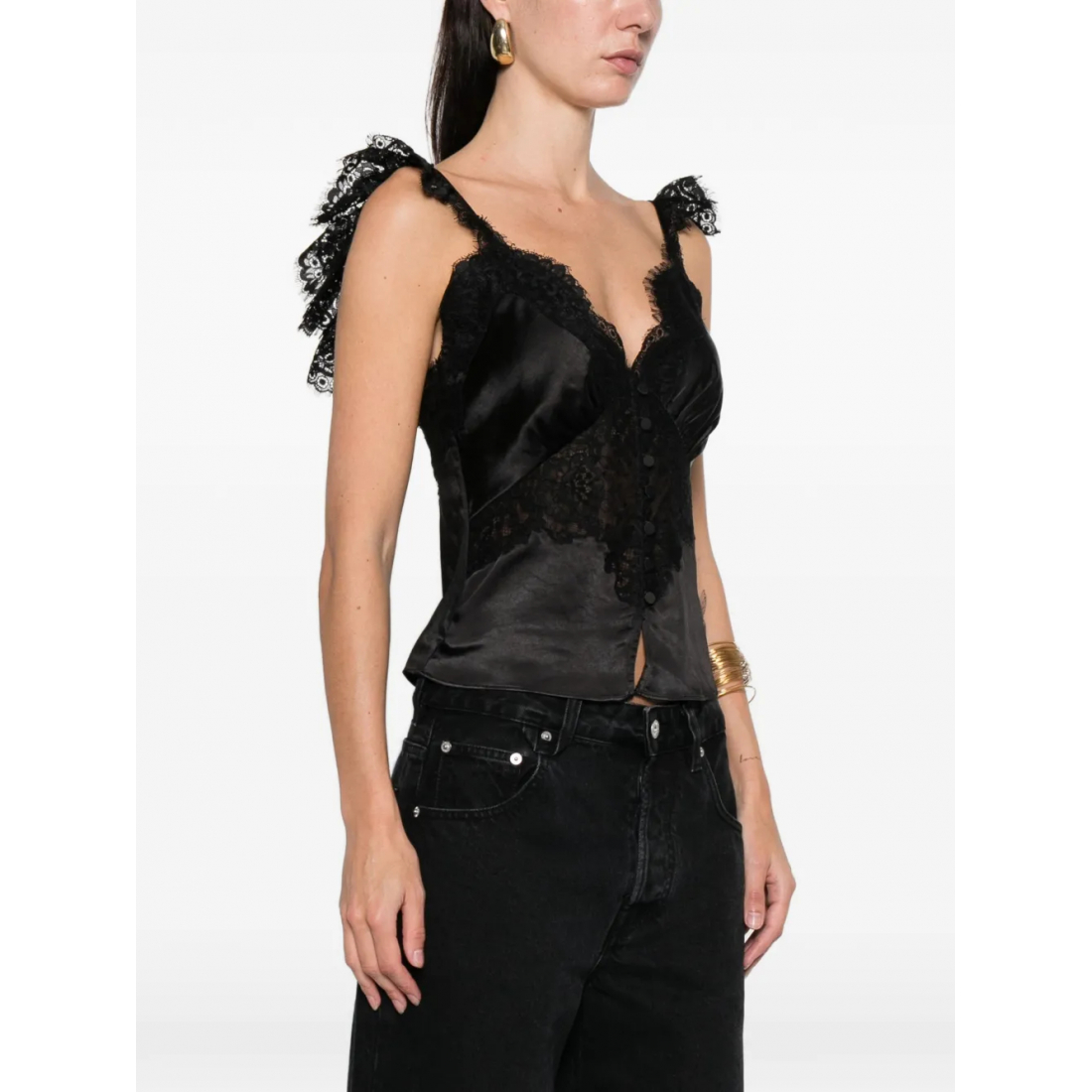 Women's 'Lace Button' Sleeveless Top