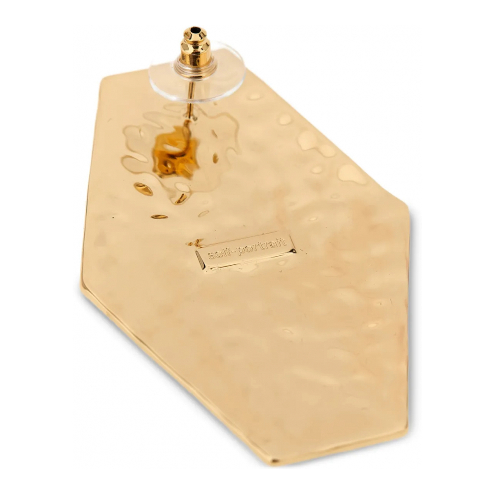 Women's 'Large Hammered Pearl Geometric' Earrings