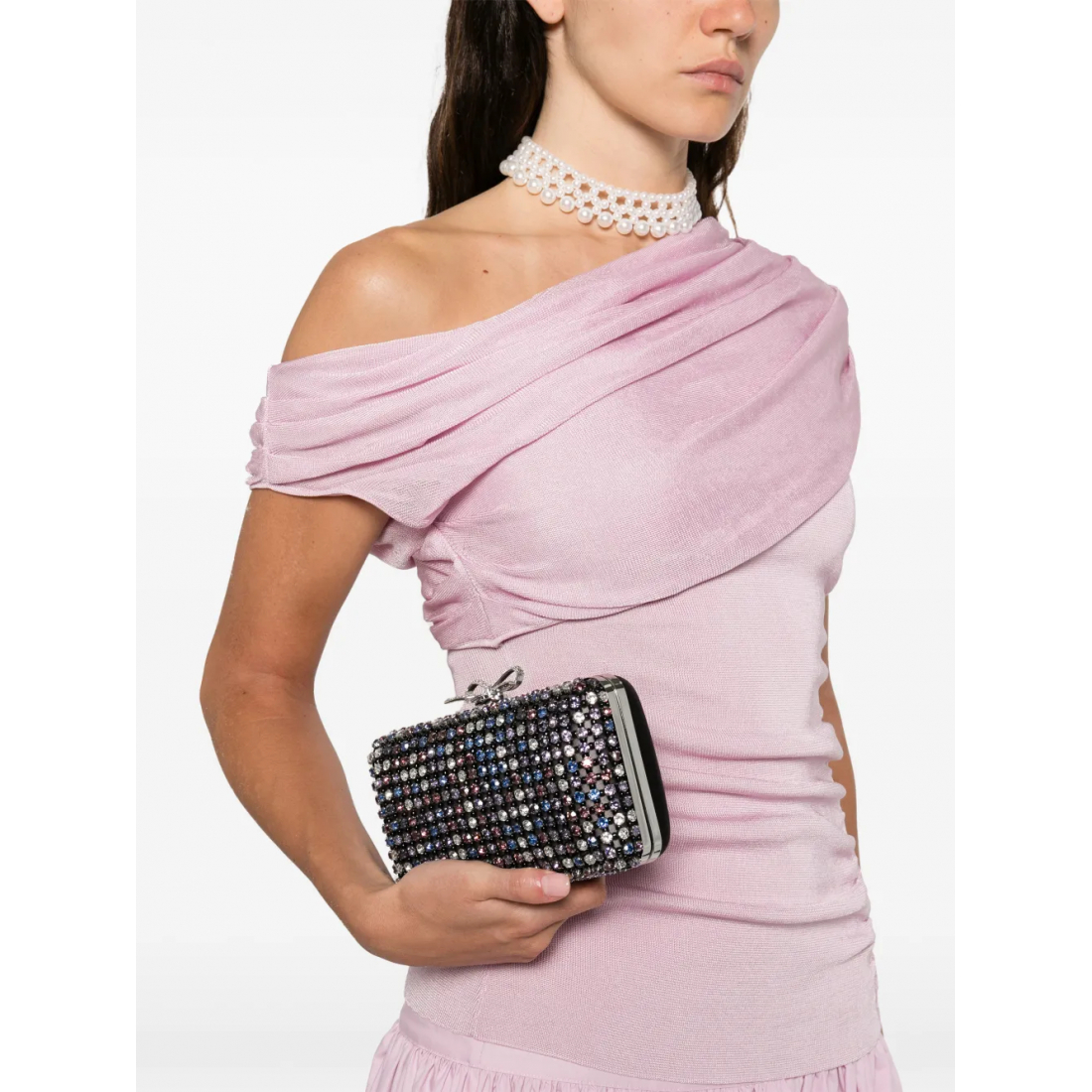 Women's 'Chainmail Crystal-Embellished Mini' Clutch