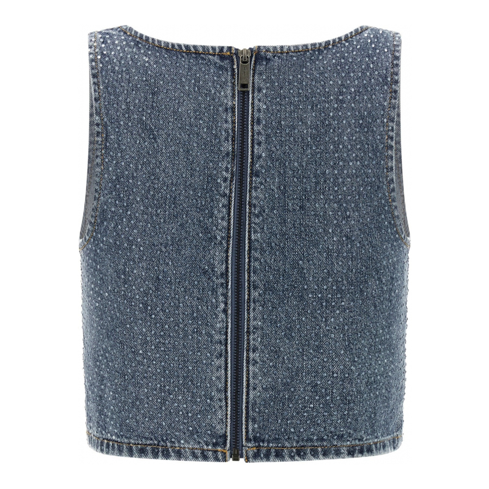 Women's 'Rhinestone Denim' Crop Top