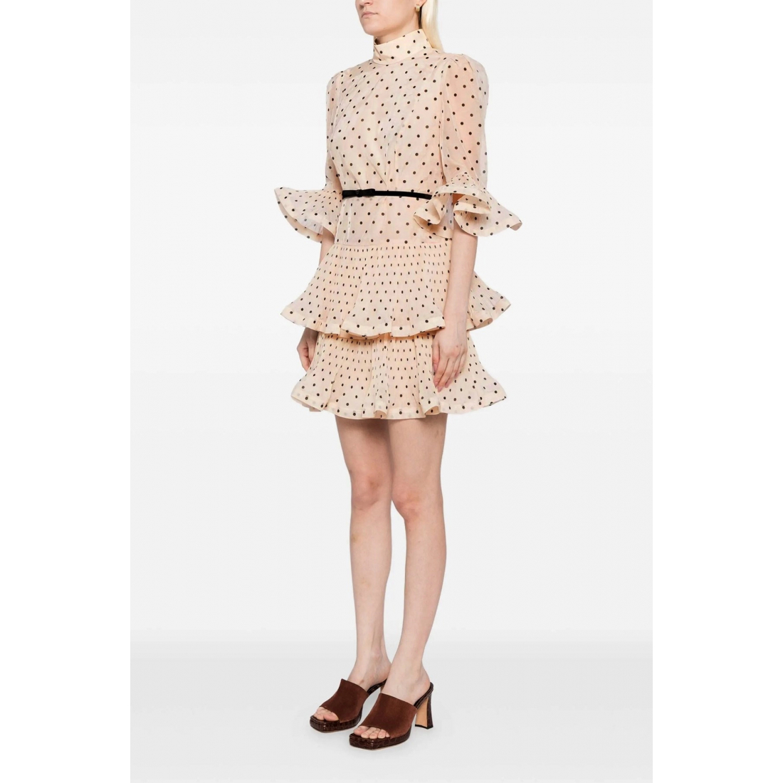 Robe mini 'Pleated Sleeved' pour Femmes