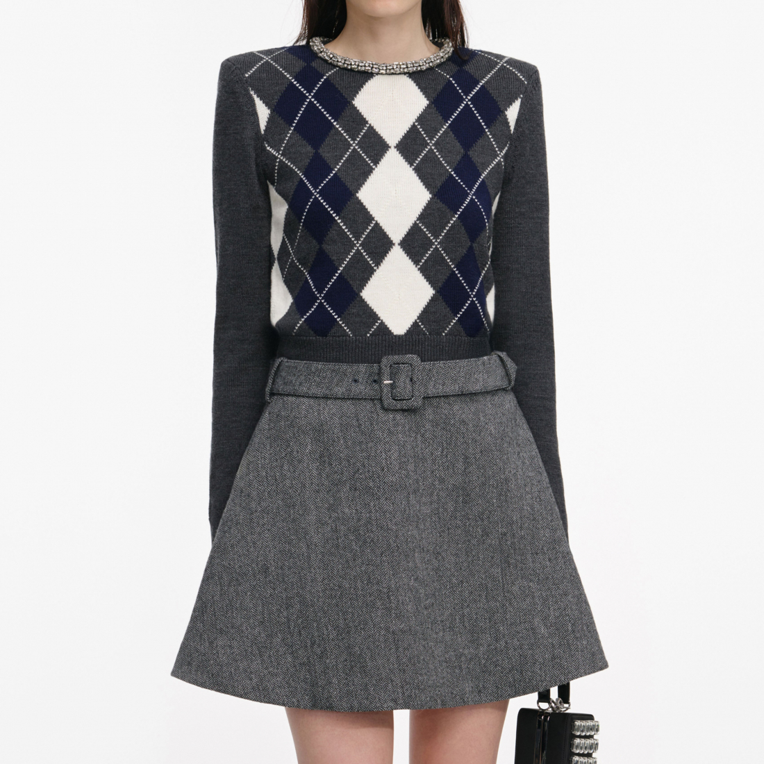 Women's 'Argyle Crystal Trim' Sweater
