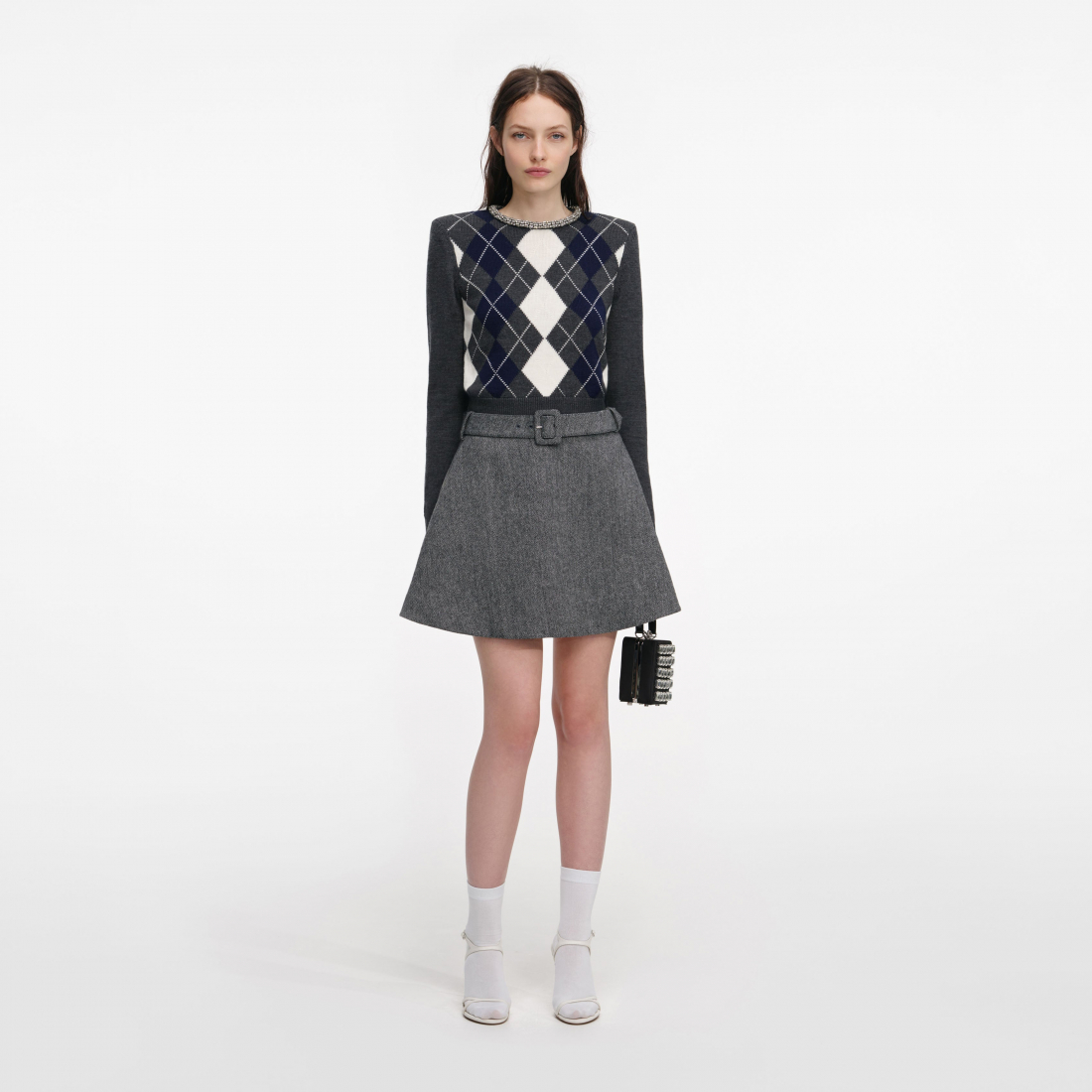 Women's 'Argyle Crystal Trim' Sweater