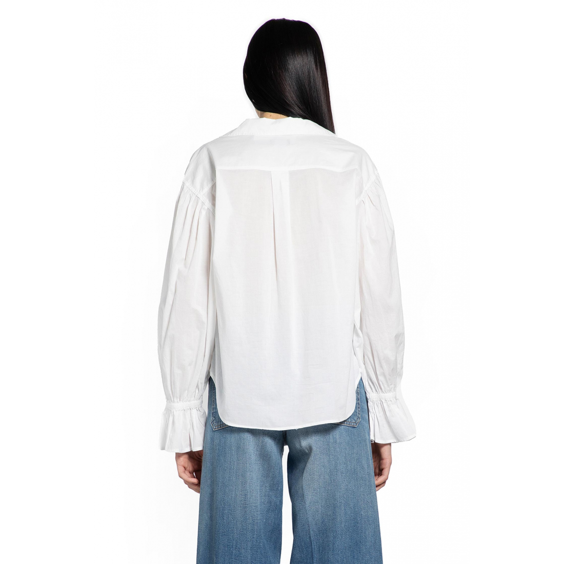 Top à manches longues 'Tie-Neck Cotton Poplin' pour Femmes