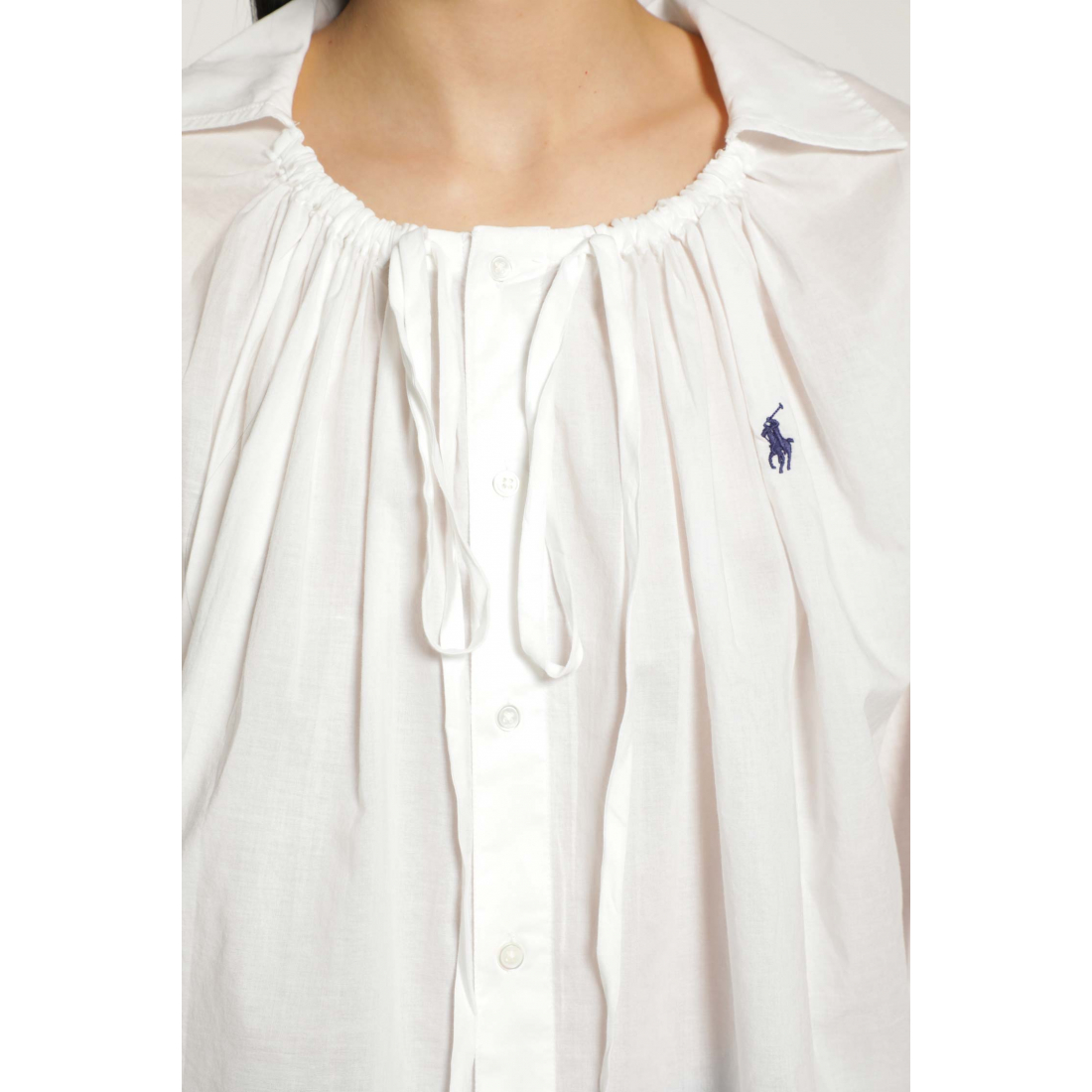 Top à manches longues 'Tie-Neck Cotton Poplin' pour Femmes