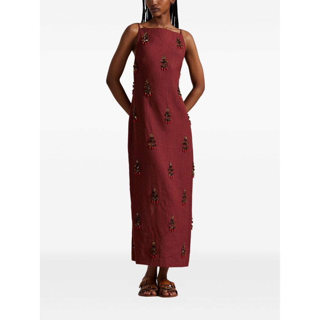 Robe Midi 'Linen Pearls' pour Femmes