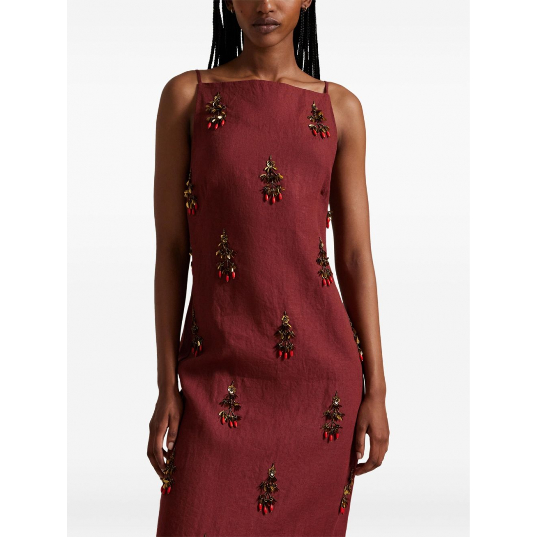 Robe Midi 'Linen Pearls' pour Femmes