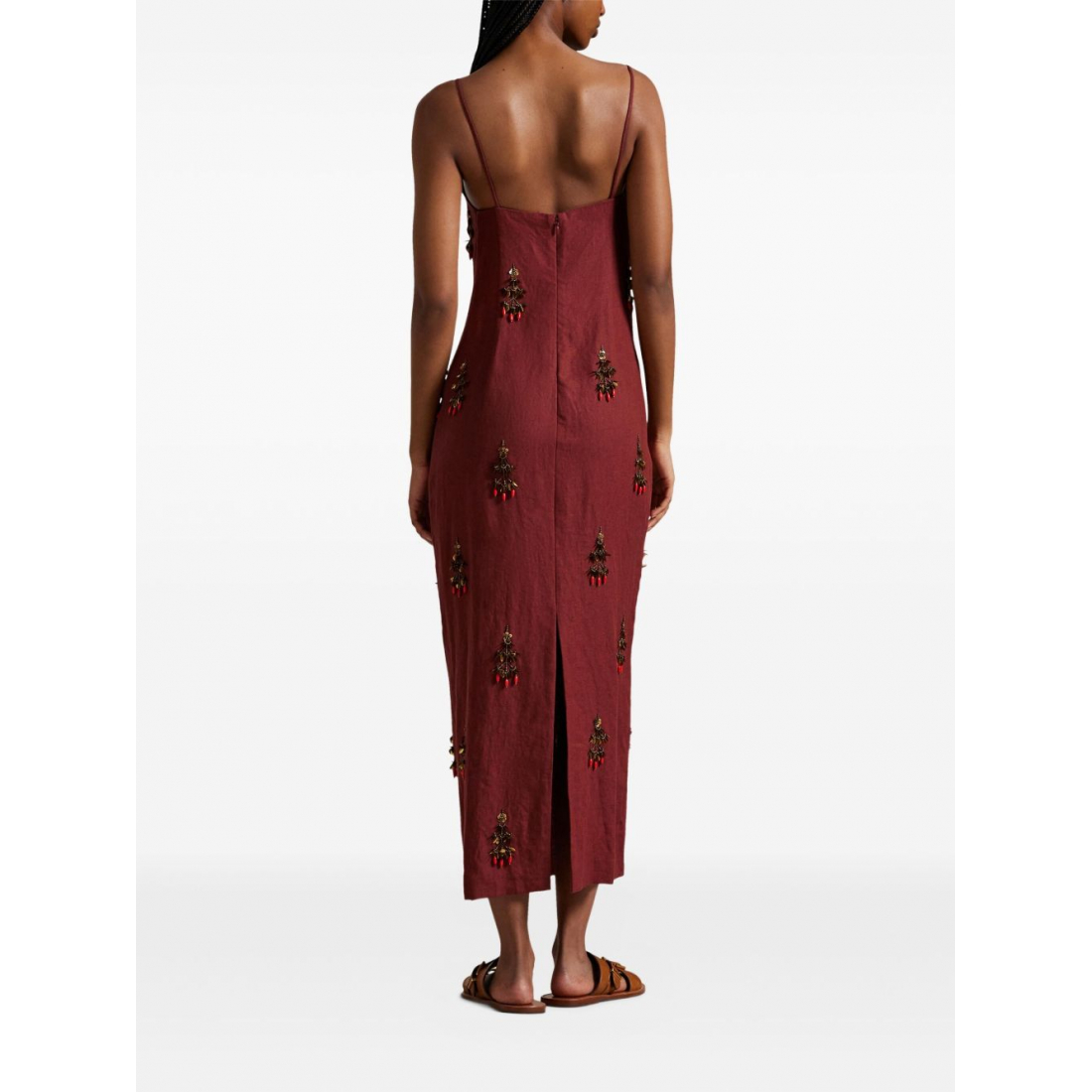 Robe Midi 'Linen Pearls' pour Femmes