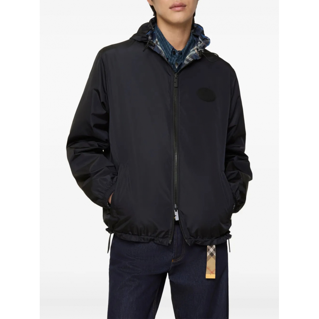 'Check-Pattern Hooded Reversible' Regenjacke  für Herren