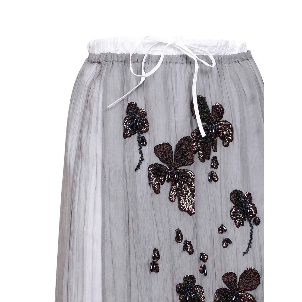 'Embroidered' Midi Rock für Damen