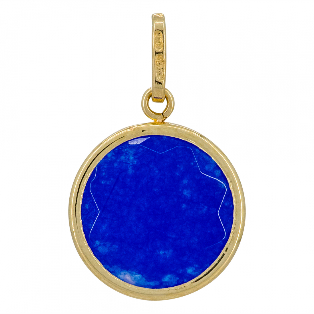 Blue Jade Pendant, 375/1000 Yellow Gold