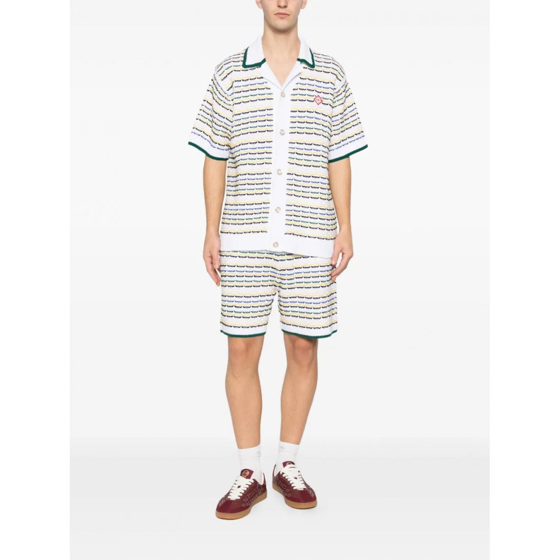 Men's 'Striped-Pattern Collared' Short sleeve shirt