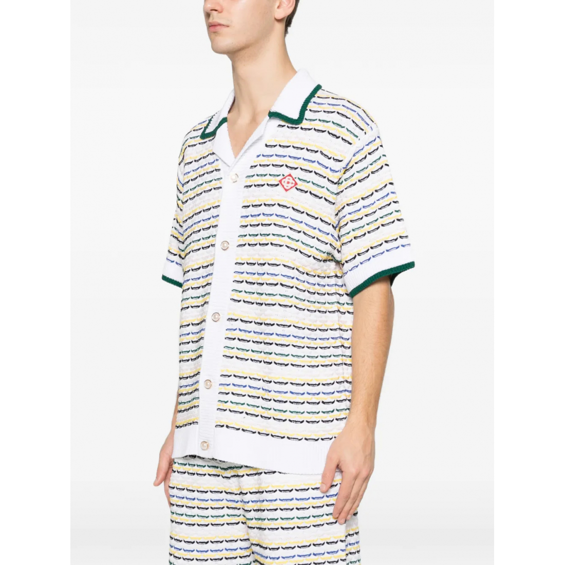 Men's 'Striped-Pattern Collared' Short sleeve shirt