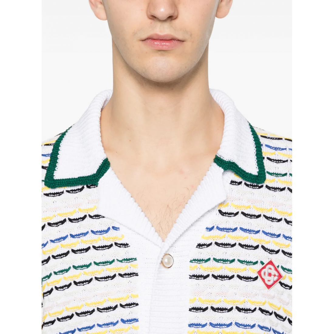 Men's 'Striped-Pattern Collared' Short sleeve shirt