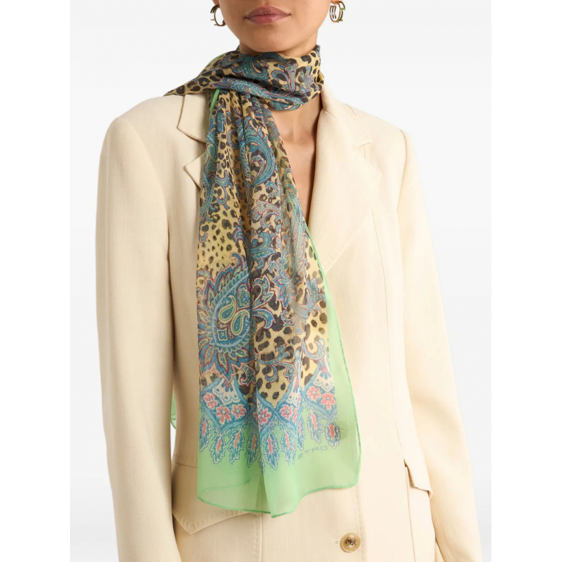 Women's 'Paisley Animal-Motif' Silk Scarf