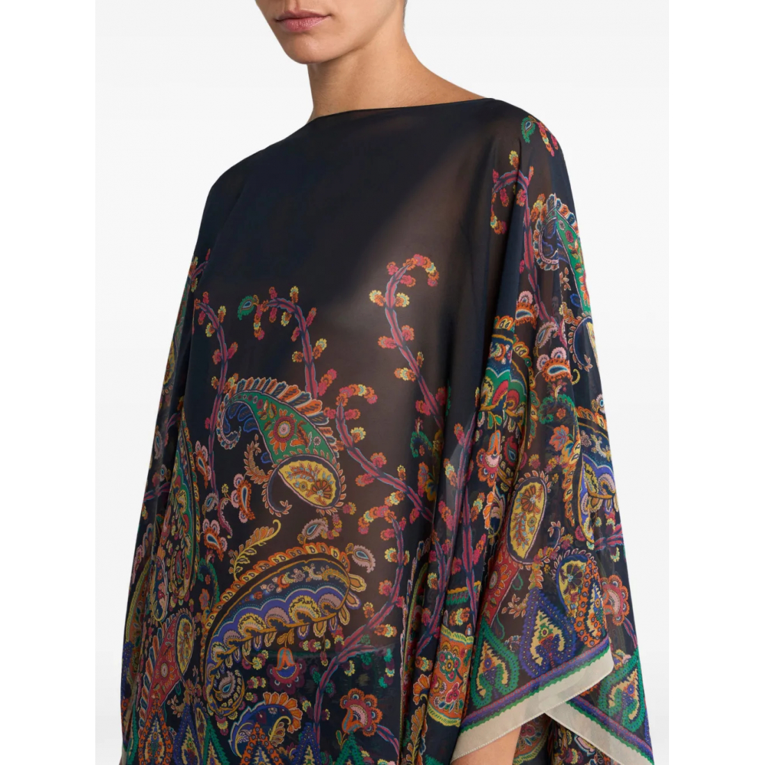 'Floral Paisley-Print' Cape-Poncho für Damen