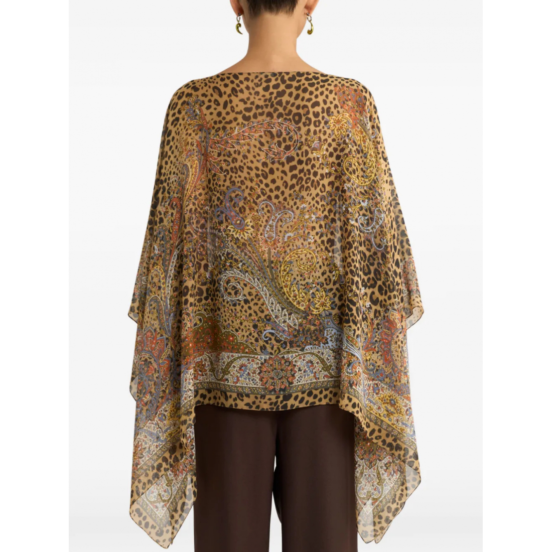 Women's 'Paisley-Motif Animal-Print' Poncho