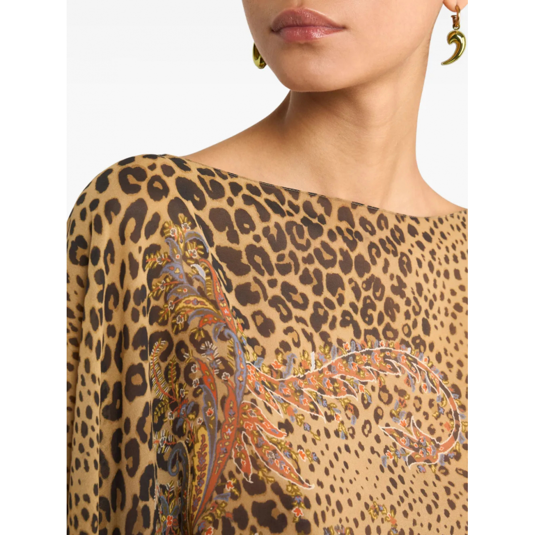 Women's 'Paisley-Motif Animal-Print' Poncho