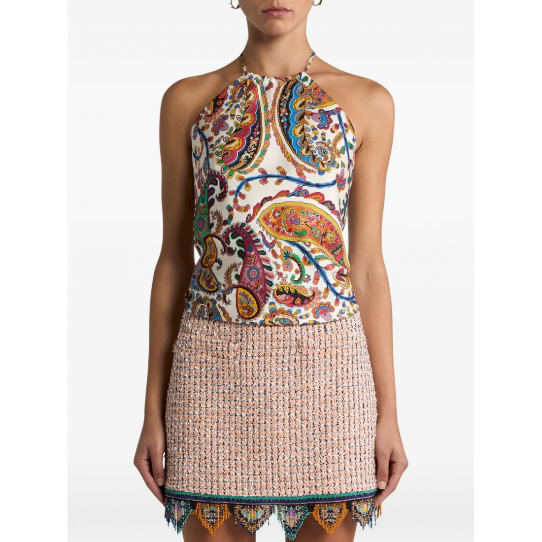 'Floral Paisley Halterneck' Ärmellose Bluse für Damen