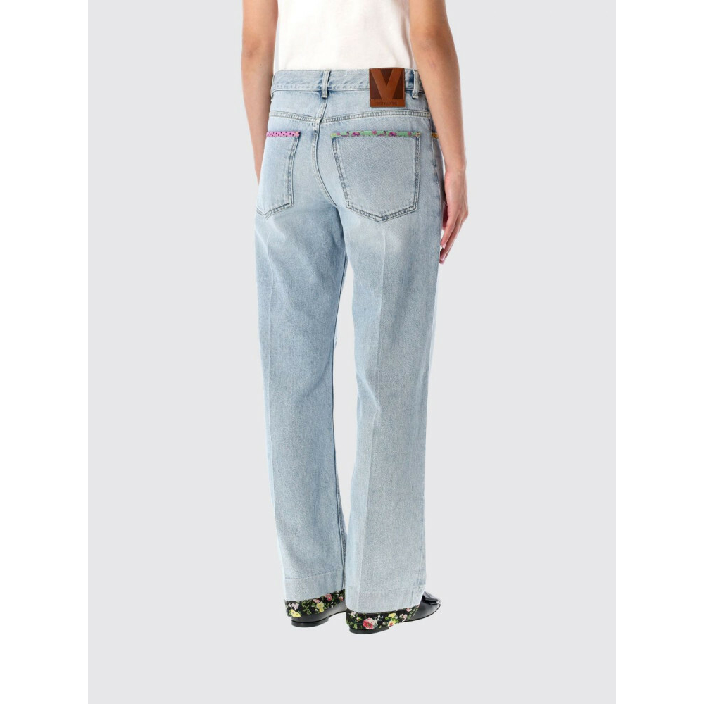 'Floral-hem embroidered' Jeans für Damen