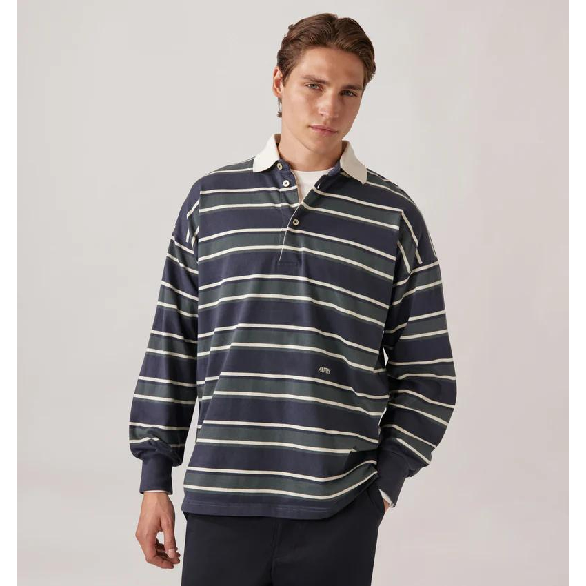 'Striped long-sleeve' Langärmeliges Poloshirt für Herren