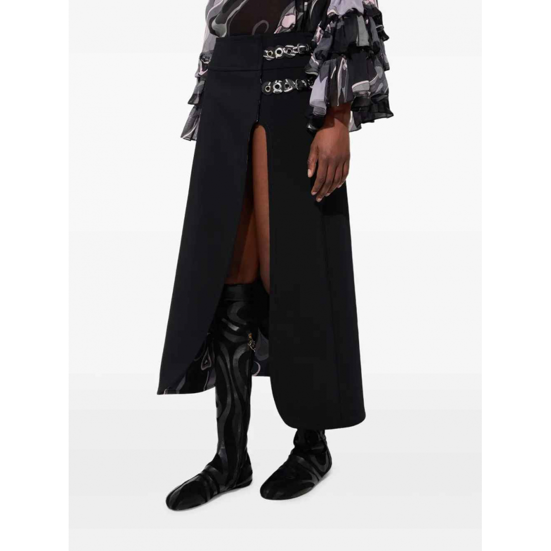 Women's 'Slit Internal-Print' Midi Skirt