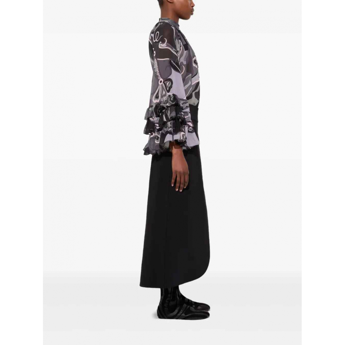 Women's 'Slit Internal-Print' Midi Skirt