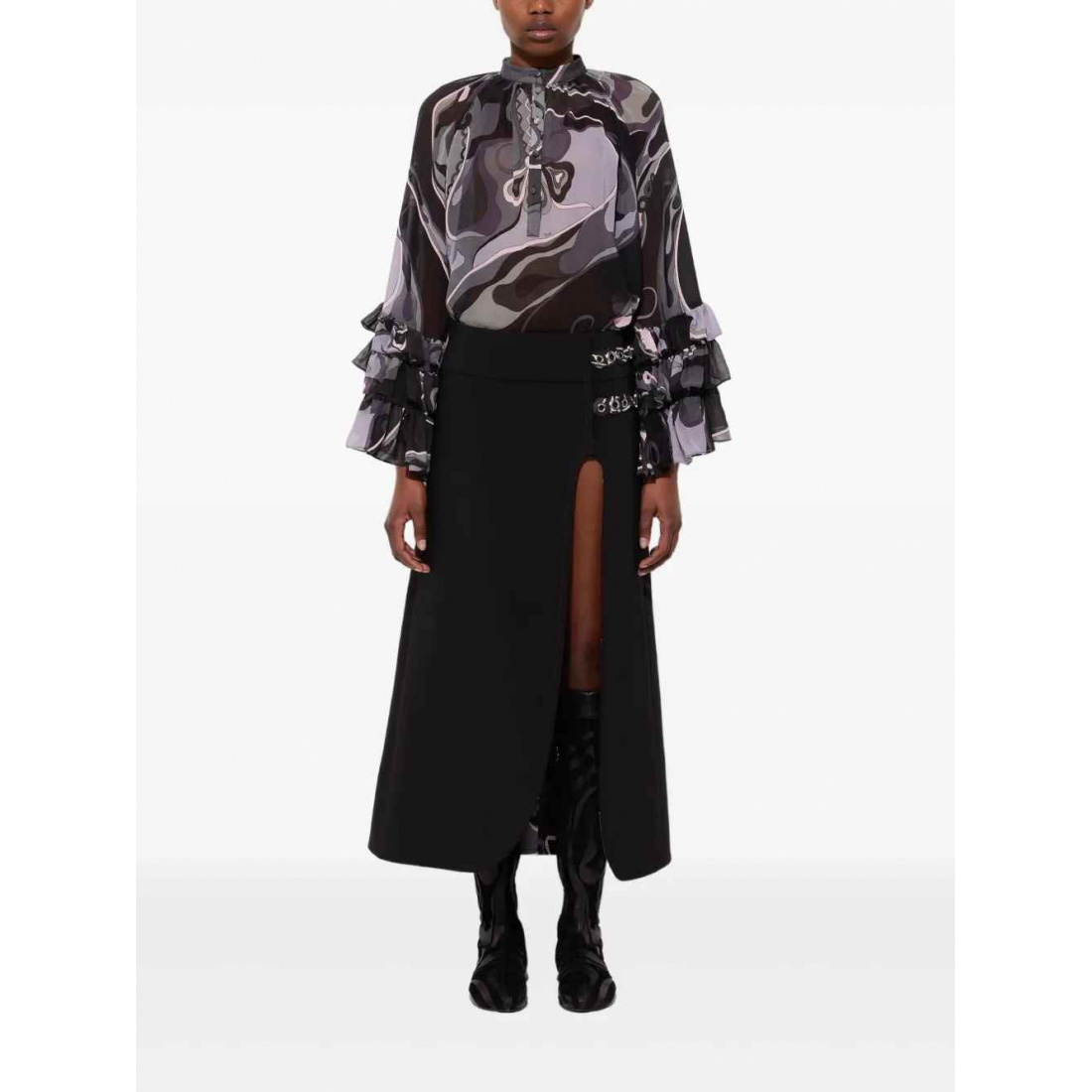 Women's 'Slit Internal-Print' Midi Skirt