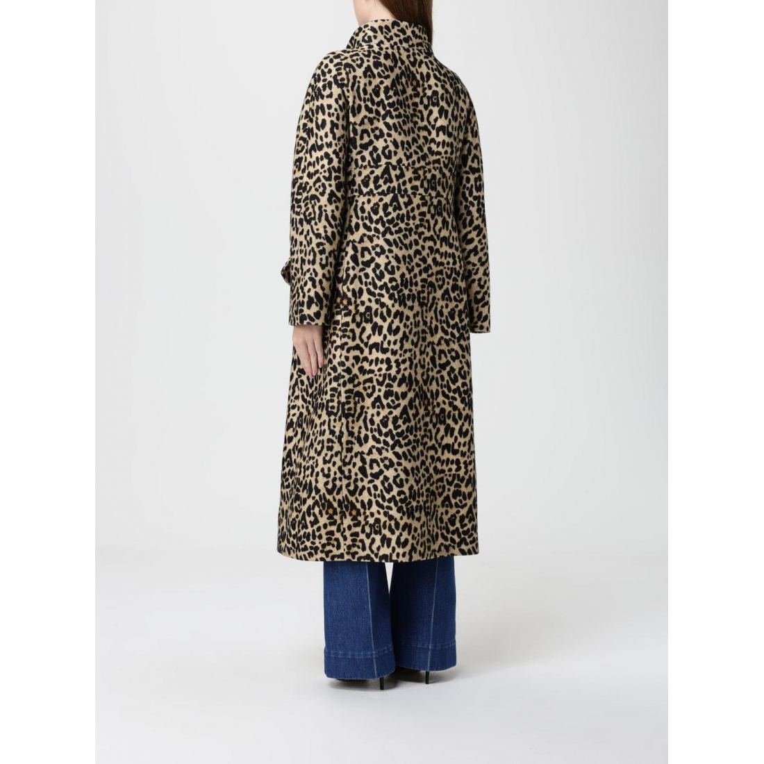 Manteau à ceinture 'Animal-Print Jewel-Button' pour Femmes