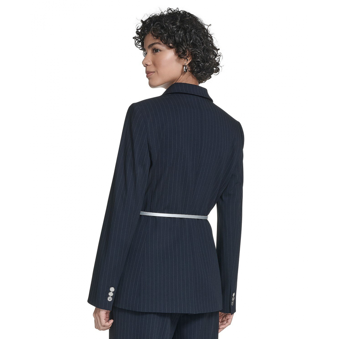 Women's 'Pinstripe Belted One-Button' Jacket