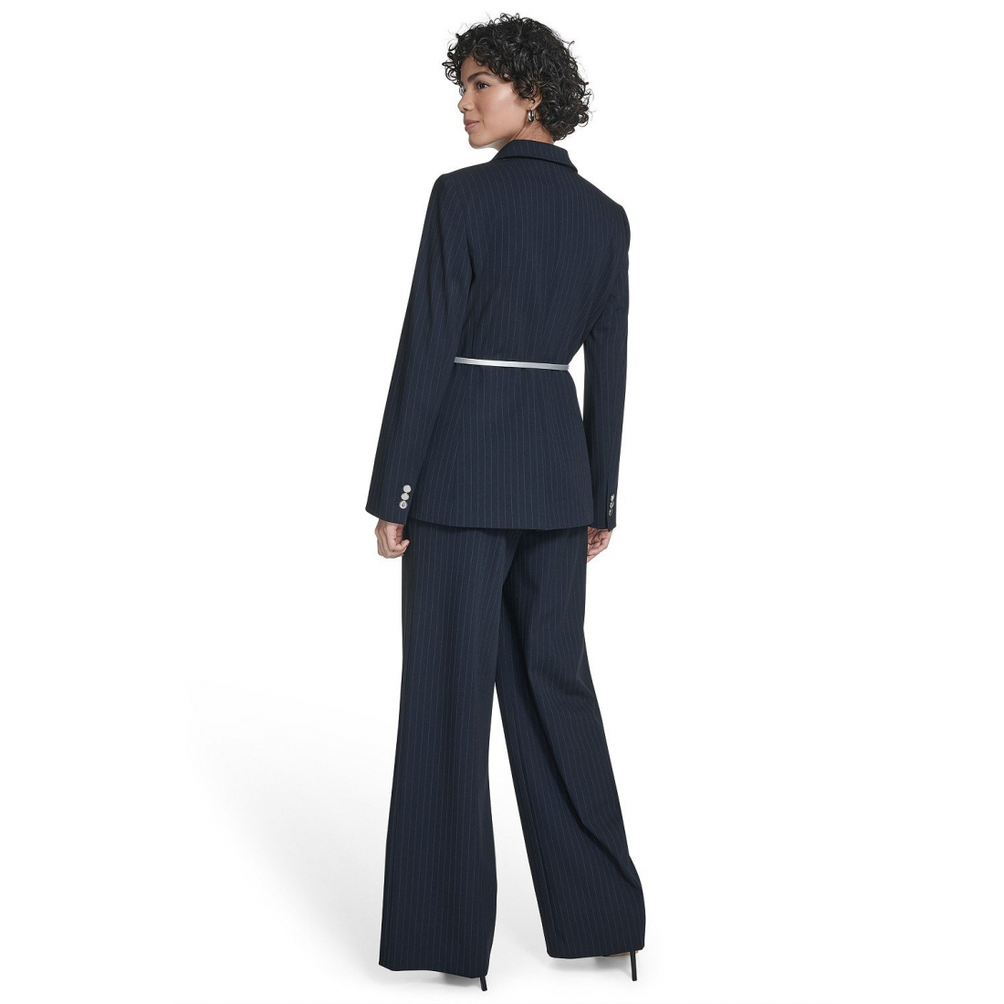 Women's 'Pinstripe Belted One-Button' Jacket