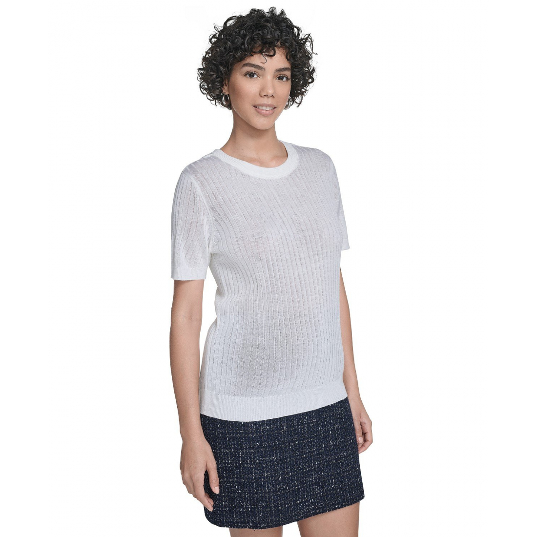 Women's 'Ribbed' Short-Sleeve Sweater