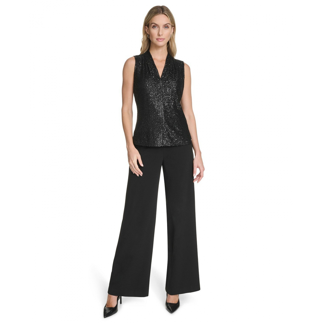 Blouse 'Sequin Detail V-Neck' pour Femmes