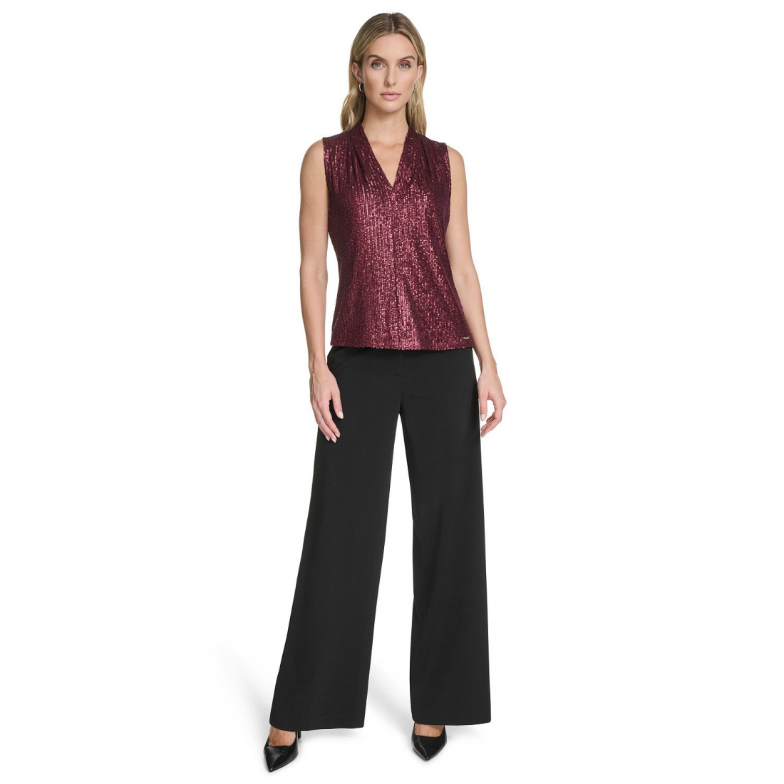 Blouse 'Sequin Detail V-Neck' pour Femmes