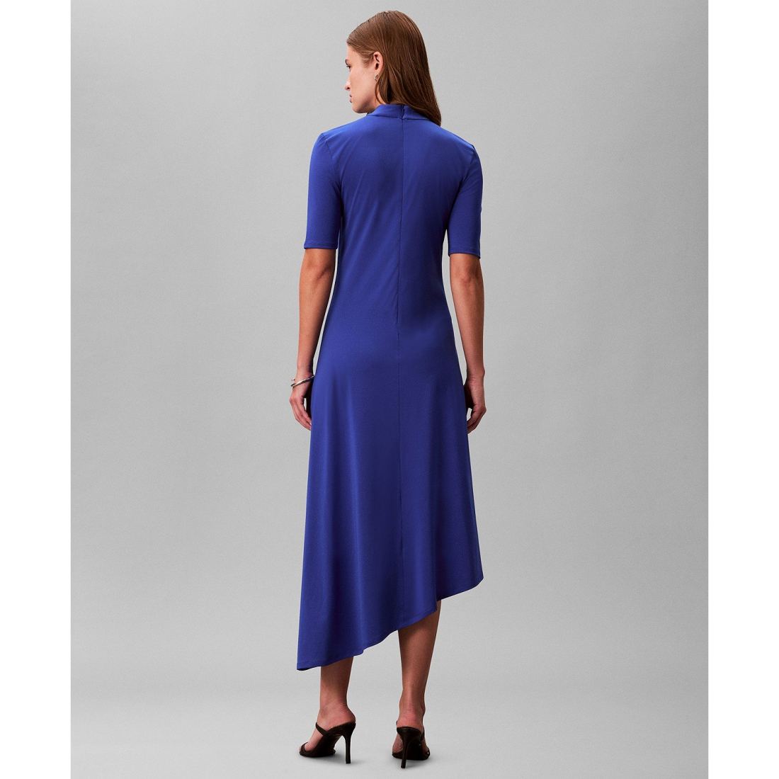 'Asymmetric Drape Sleeve' Midi Kleid für Damen