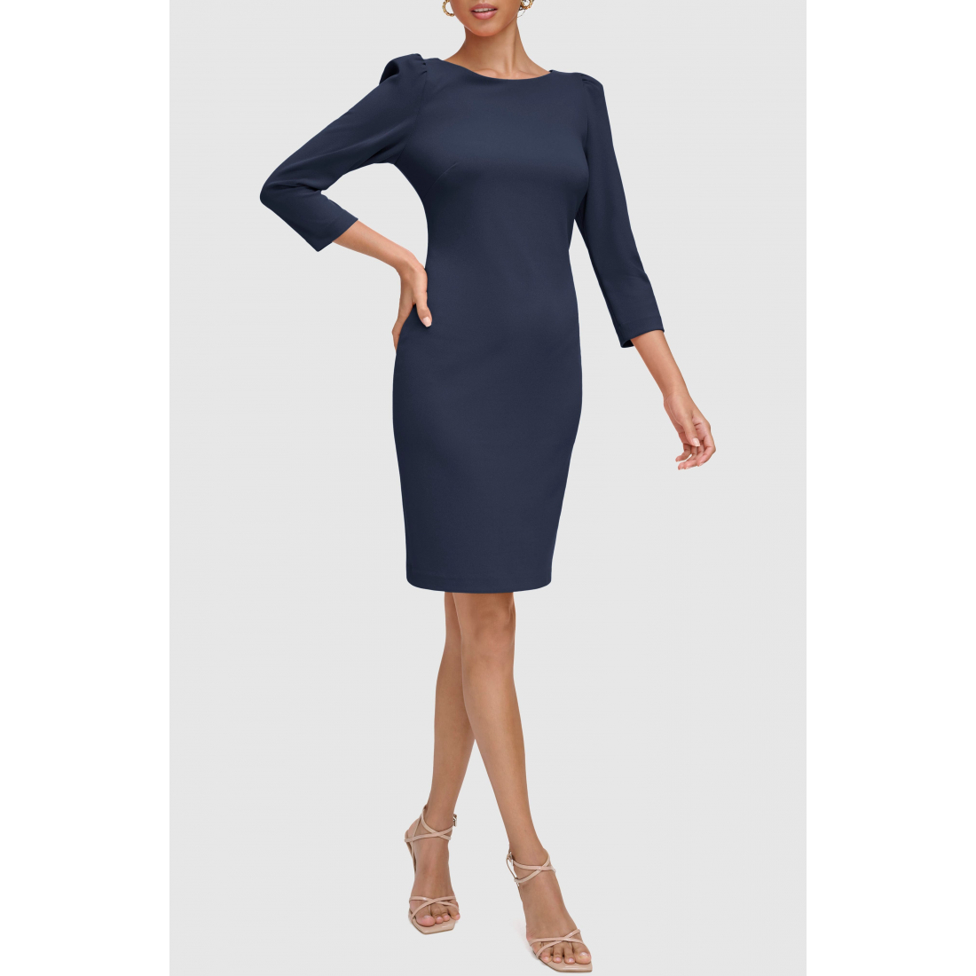 Women's 'Three-Quarter Sleeve Scuba Crepe' Sheath Dress