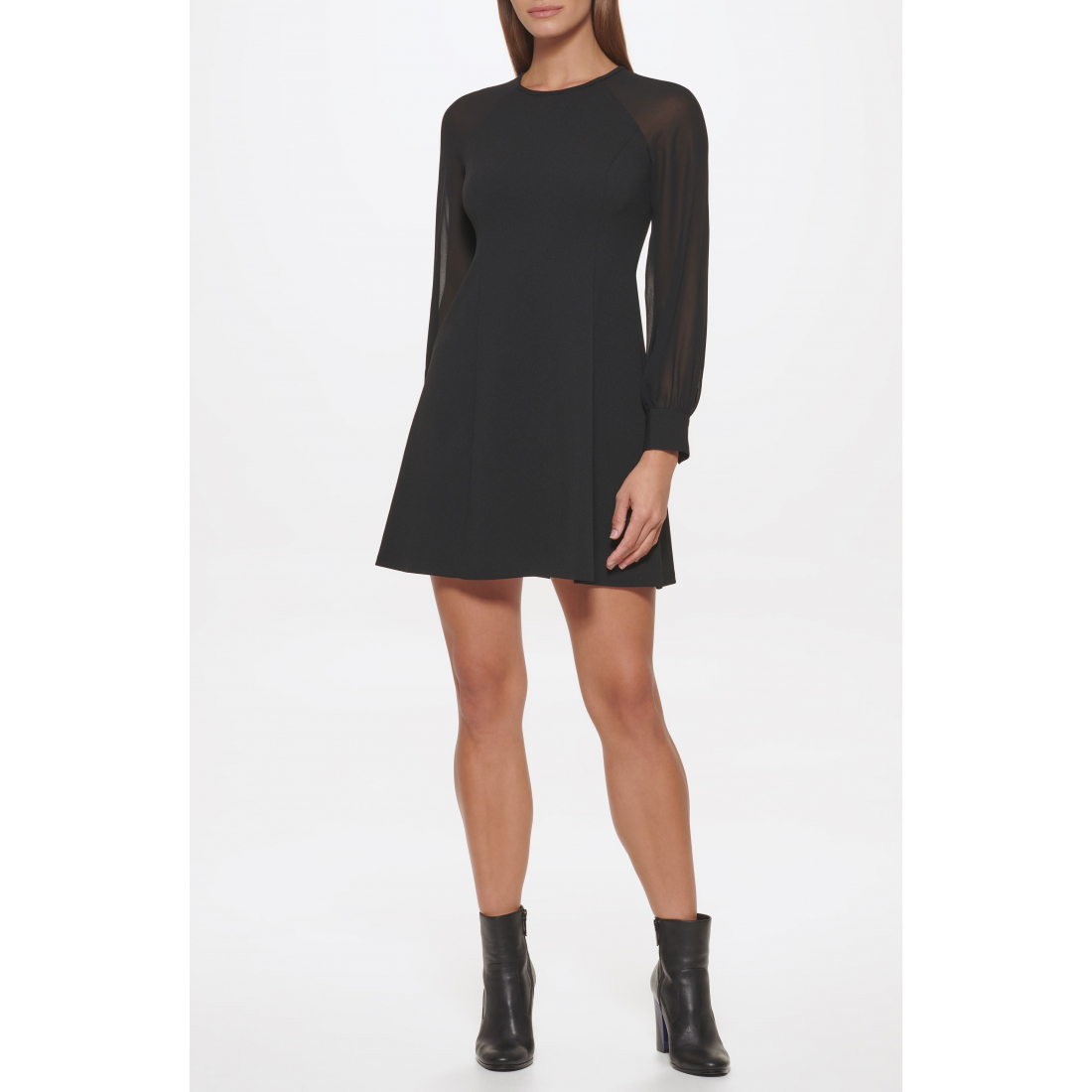 Women's 'Sheer Long Sleeve' A-line Dress