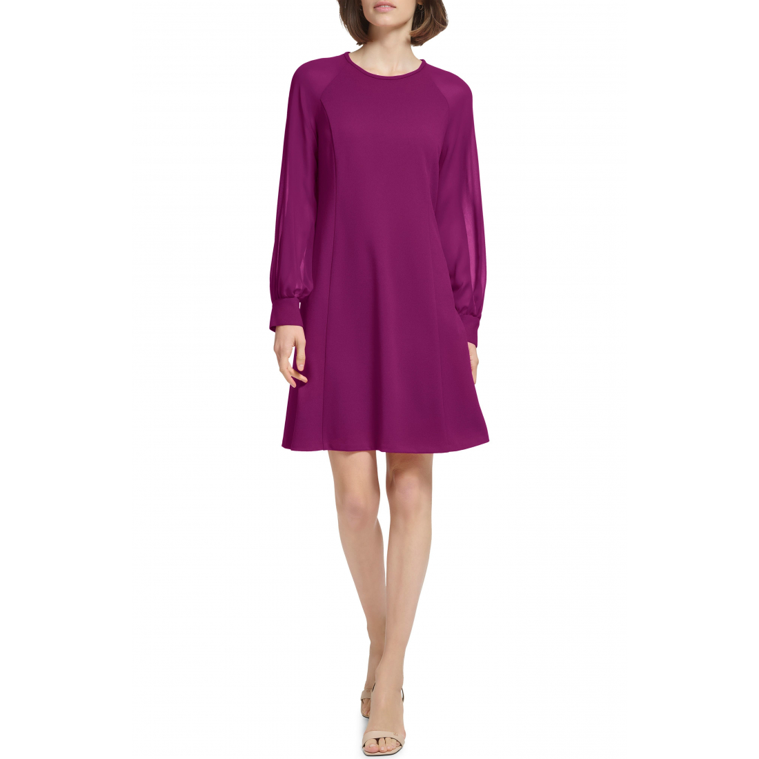 Women's 'Sheer Long Sleeve' A-line Dress