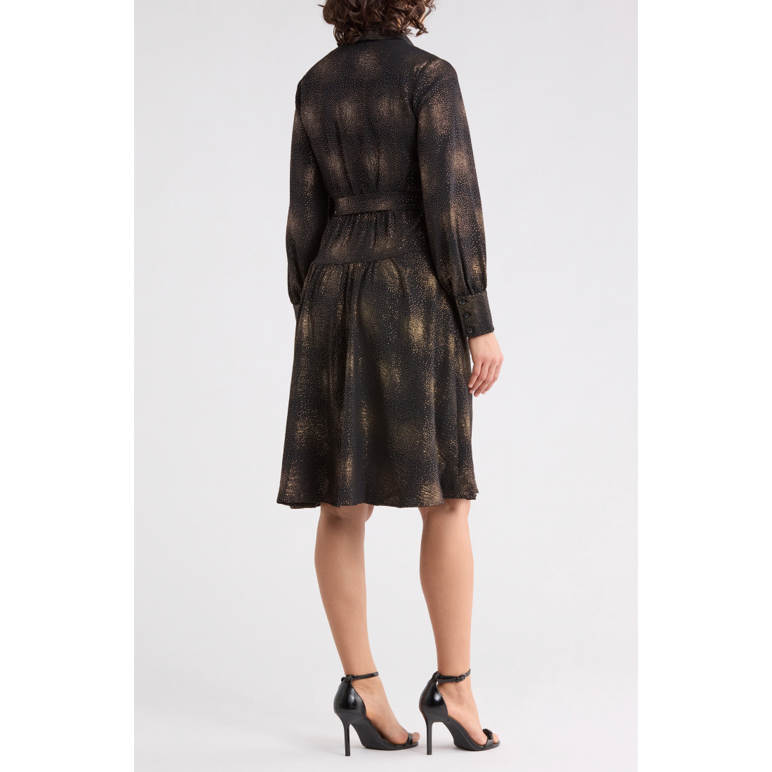 Women's 'Long Sleeve Foil Dot Chiffon' Mini Dress