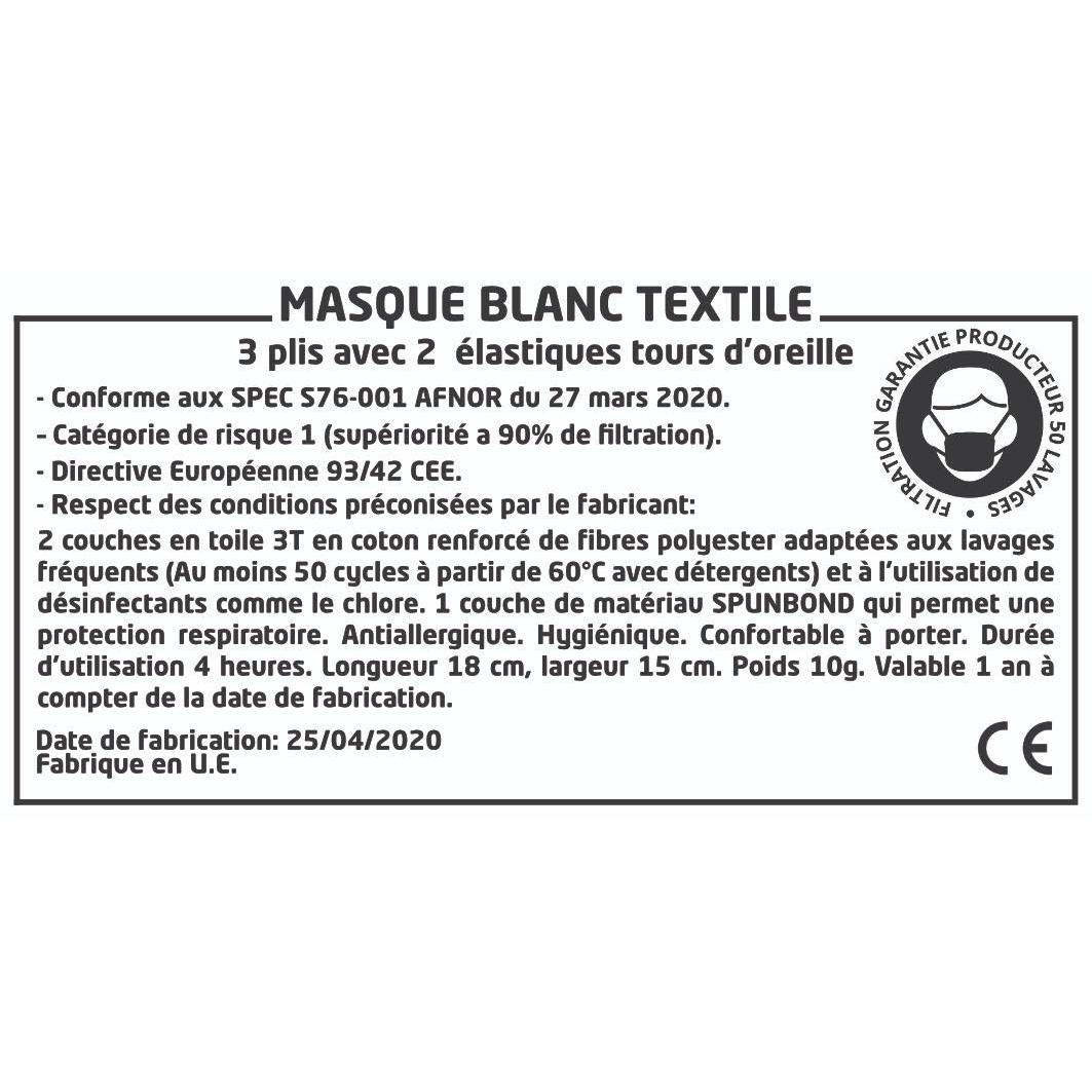 Masque de protection 'Reusable Tissue' - 5 Unités