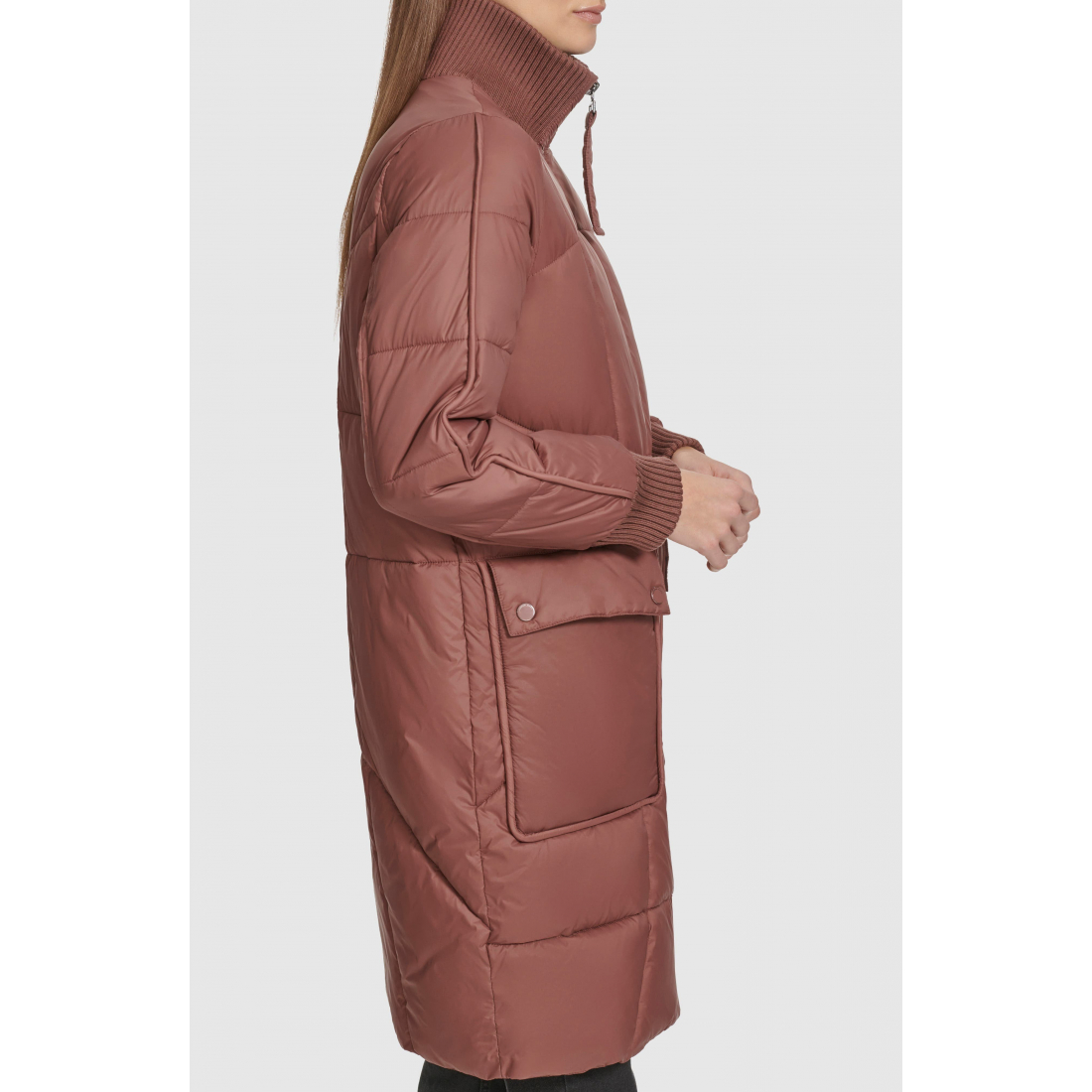 Women's 'Ribbed Collar Long' Puffer Jacket