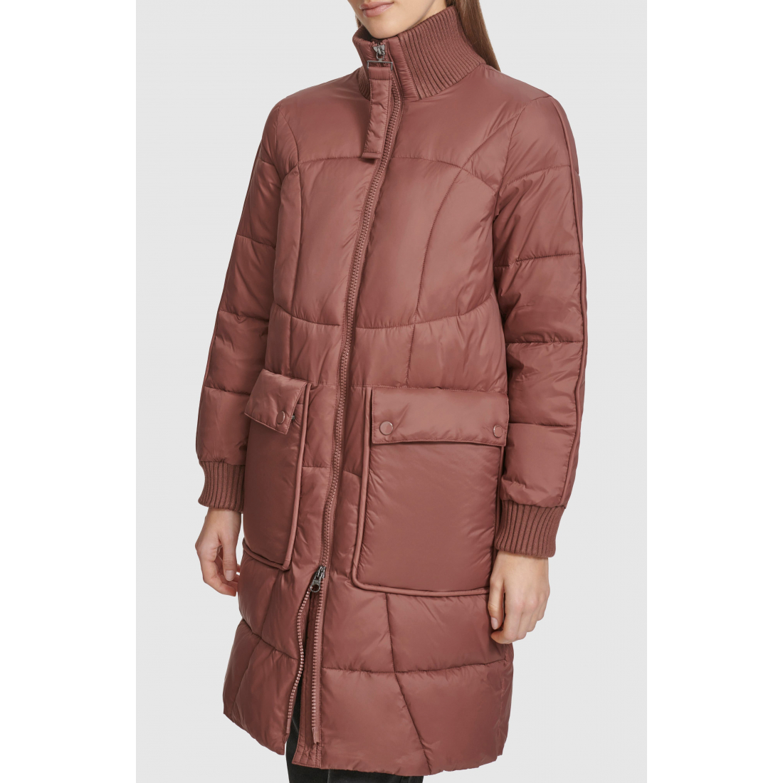 Women's 'Ribbed Collar Long' Puffer Jacket