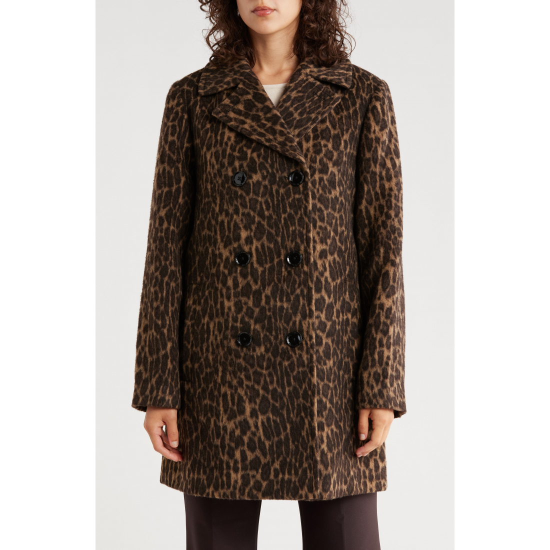 'Missy Leopard Double Breasted' Mantel für Damen