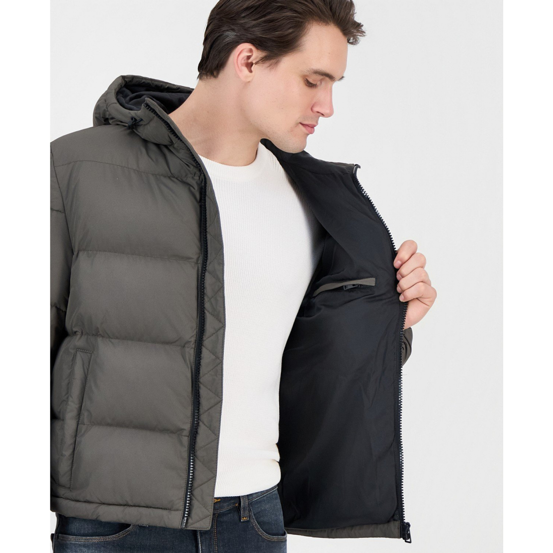 Veste matelassée 'Beazly2436 Slim-Fit Quilted Full-Zip Hooded' pour Hommes