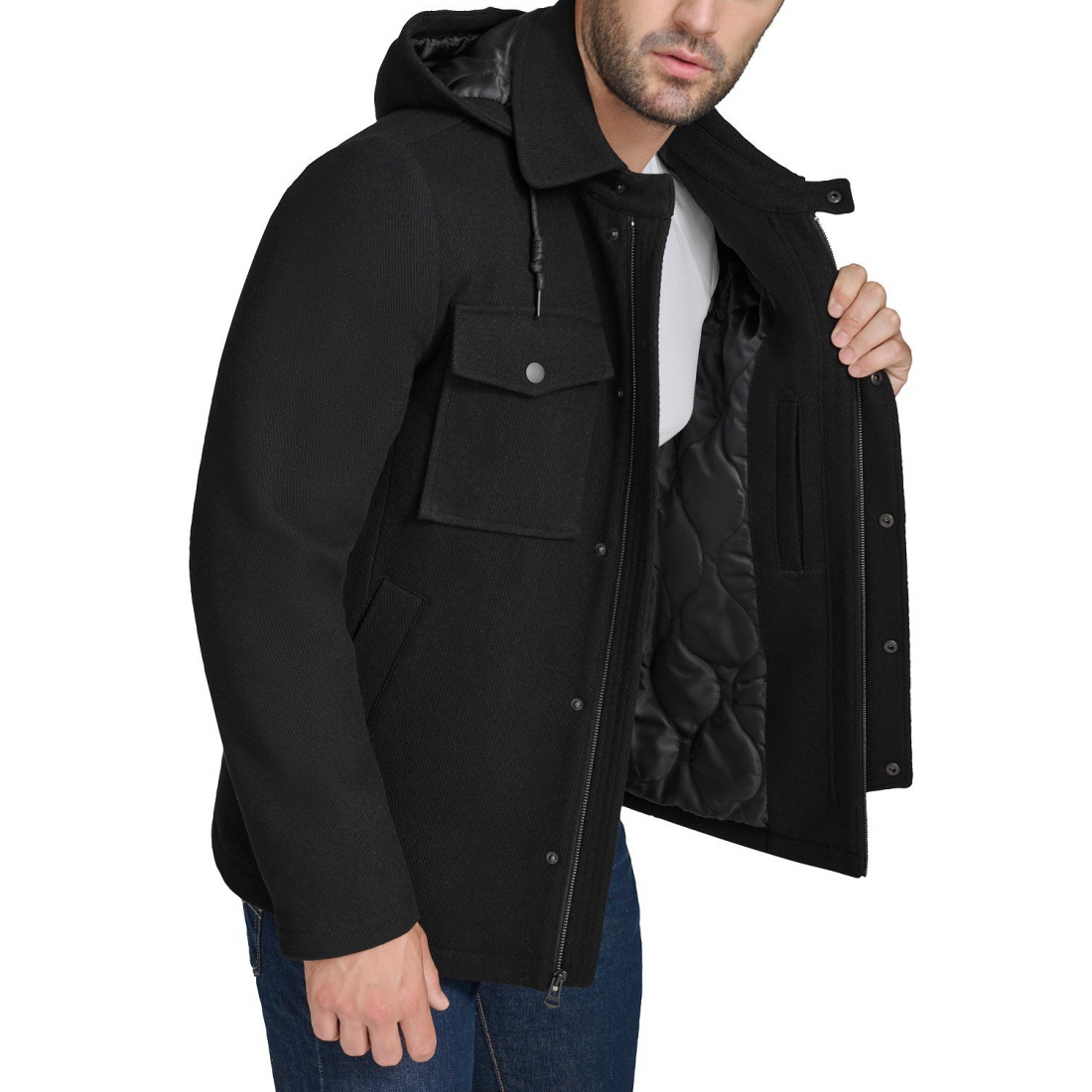 Veste matelassée 'Full-Zip Twill Field Removable Hood' pour Hommes