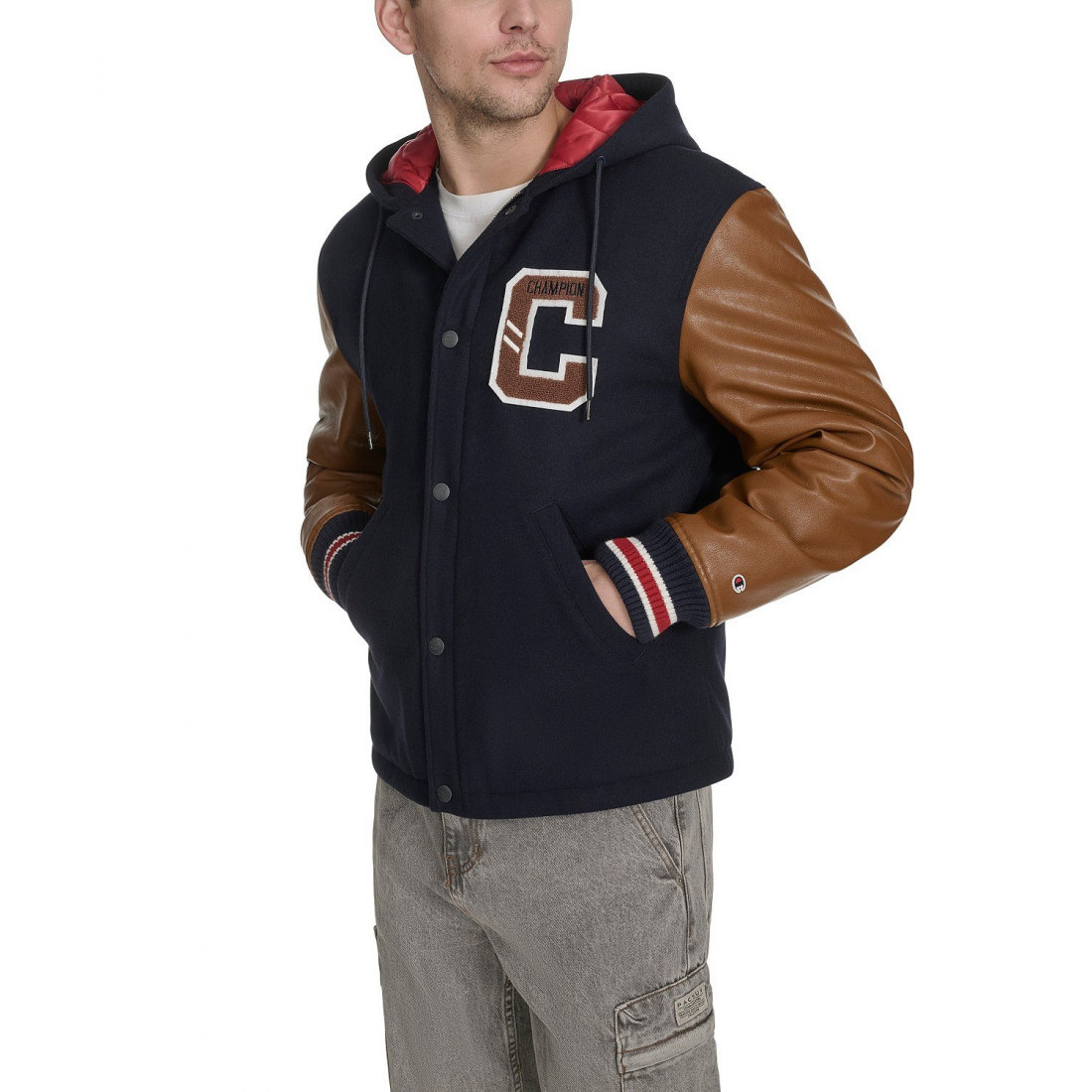 'Mixed Media Hooded' Bomberjacke für Herren