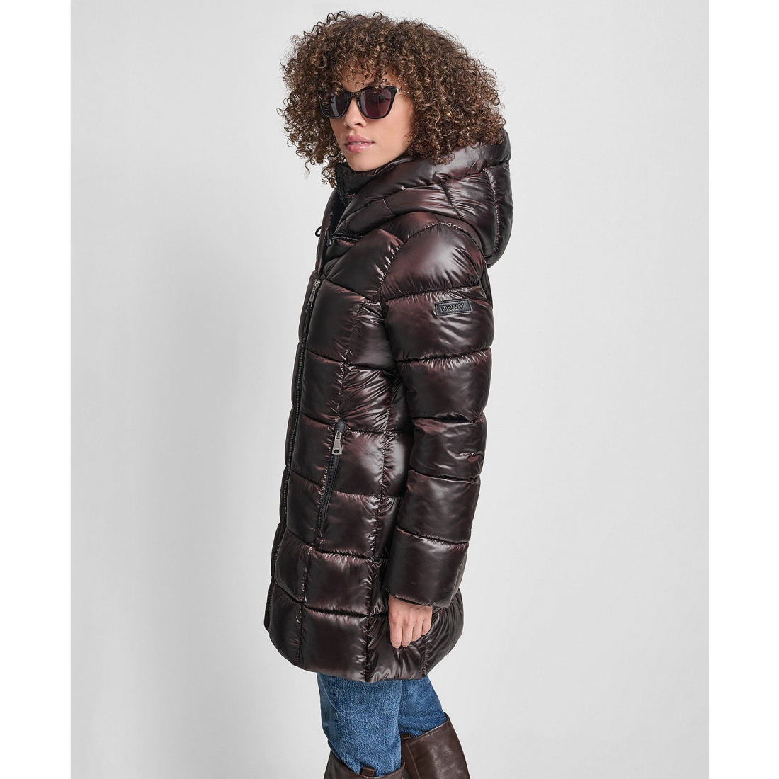 Manteau matelassé 'Bibbed Shawl-Collar Packable Shine' pour Femmes