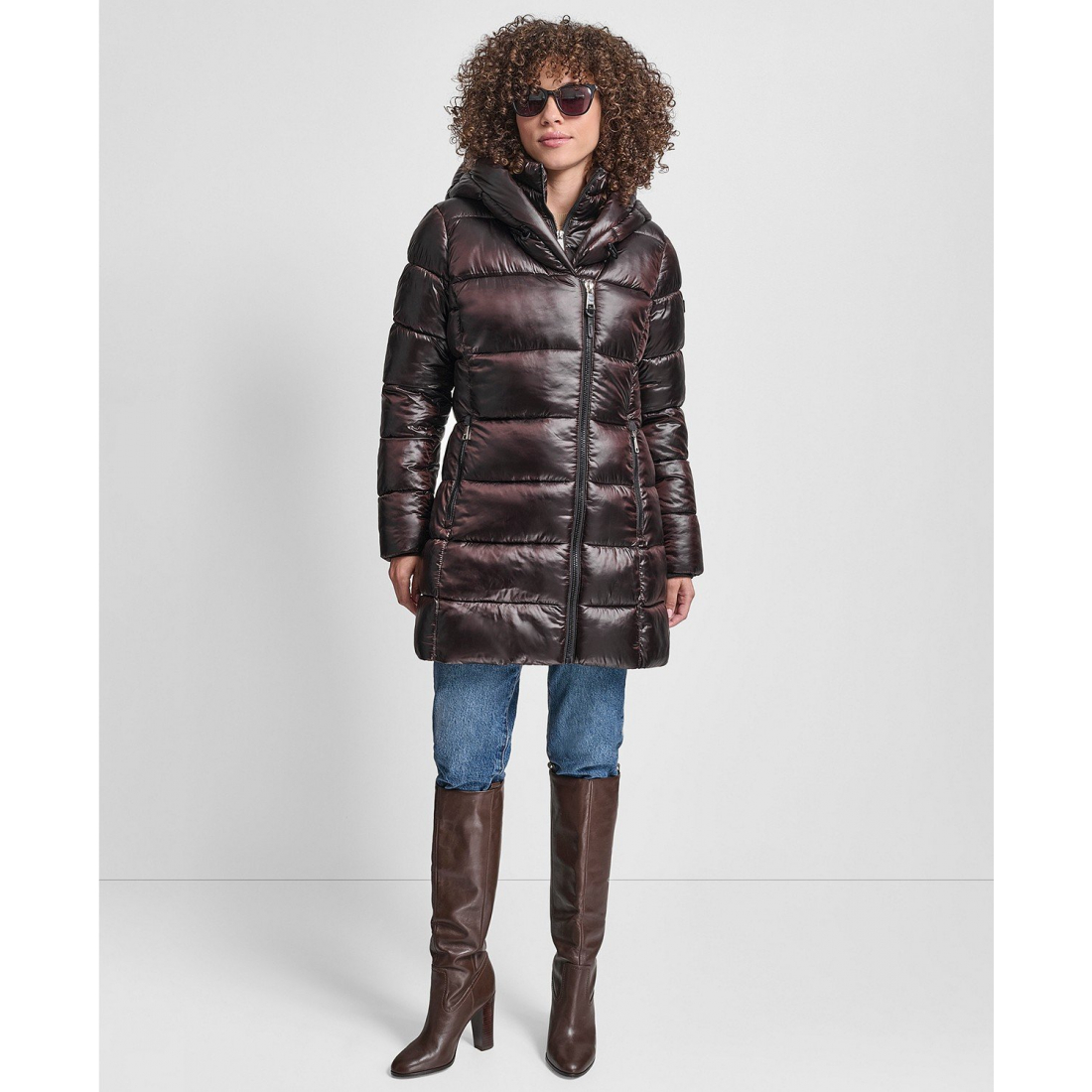 Manteau matelassé 'Bibbed Shawl-Collar Packable Shine' pour Femmes