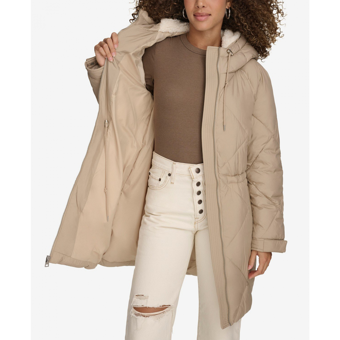 'Diamond Quilted Cinch Waist' Jacke für Damen